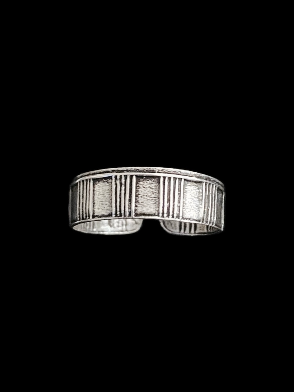 VTG Sterling Silver Textured Vertical Striped Toe Ring Midi Cuff NWT